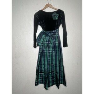 Storybook Heirlooms Green Tartan Plaid HoliChristmas Dress Girls Size 14